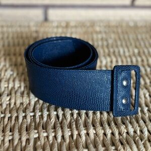 80's Cobalt Blue Lizard Skin Print Belt - 41" Long - Blue Belt - Medium
